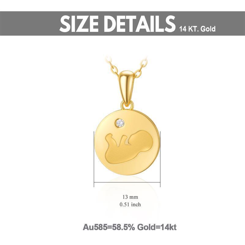 Collier avec pendentif en or 10K à pièces de monnaie mère et fille en zircon cubique-6