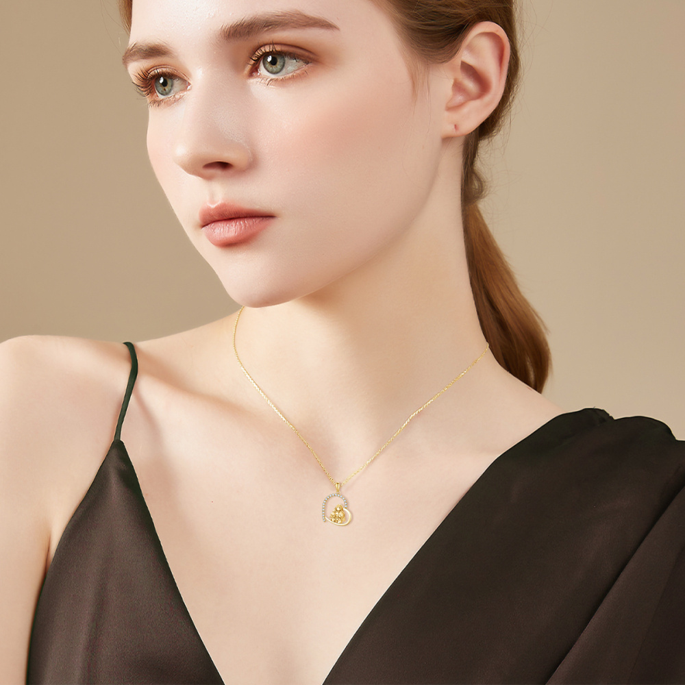 10K gouden zirkonia moeder en dochter hart hanger ketting voor moeder-2