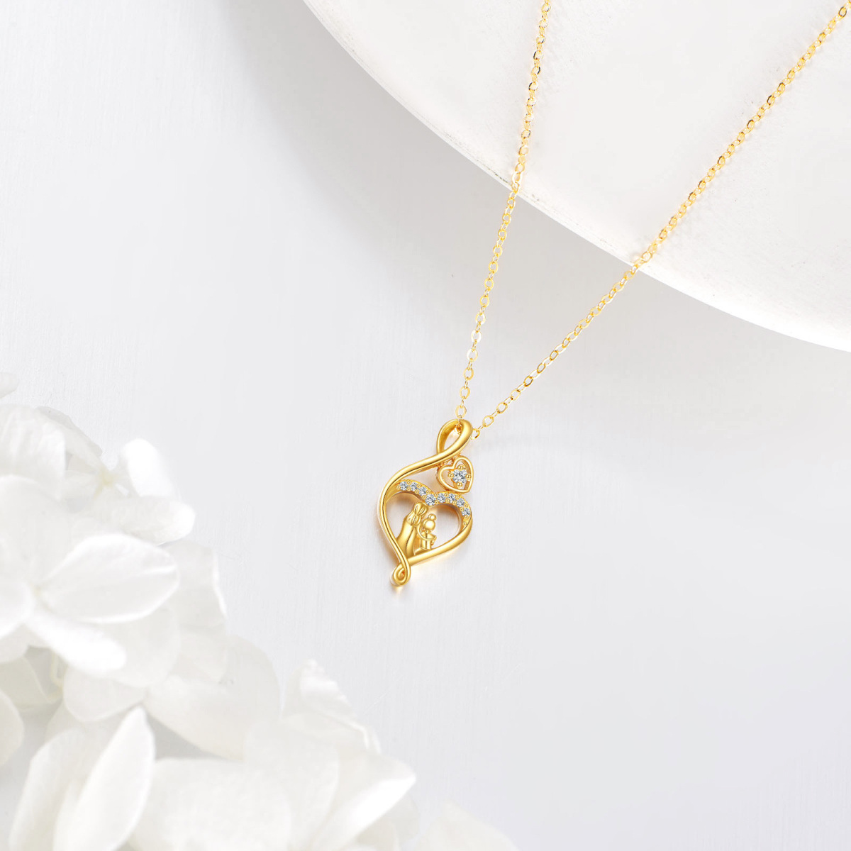 14K Gold Cubic Zirconia Mother & Daughter & Infinity Symbol Pendant Necklace-4