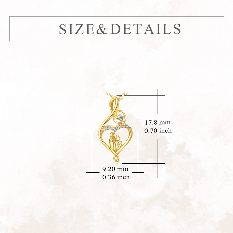 18K Gold Cubic Zirconia Mother & Daughter & Infinity Symbol Pendant Necklace-5