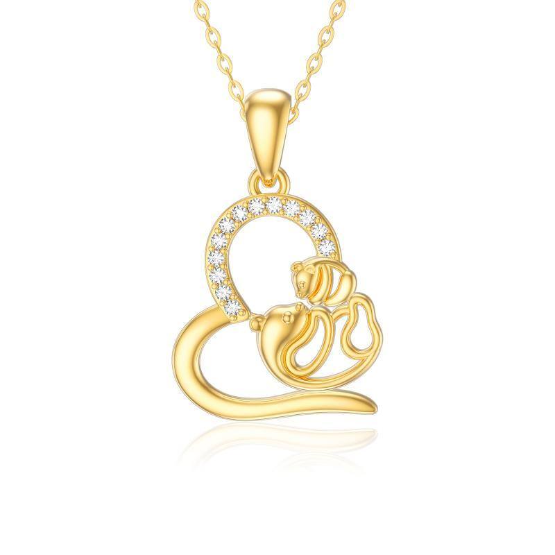 10K Gold Mother & Daughter Pendant Necklace-1