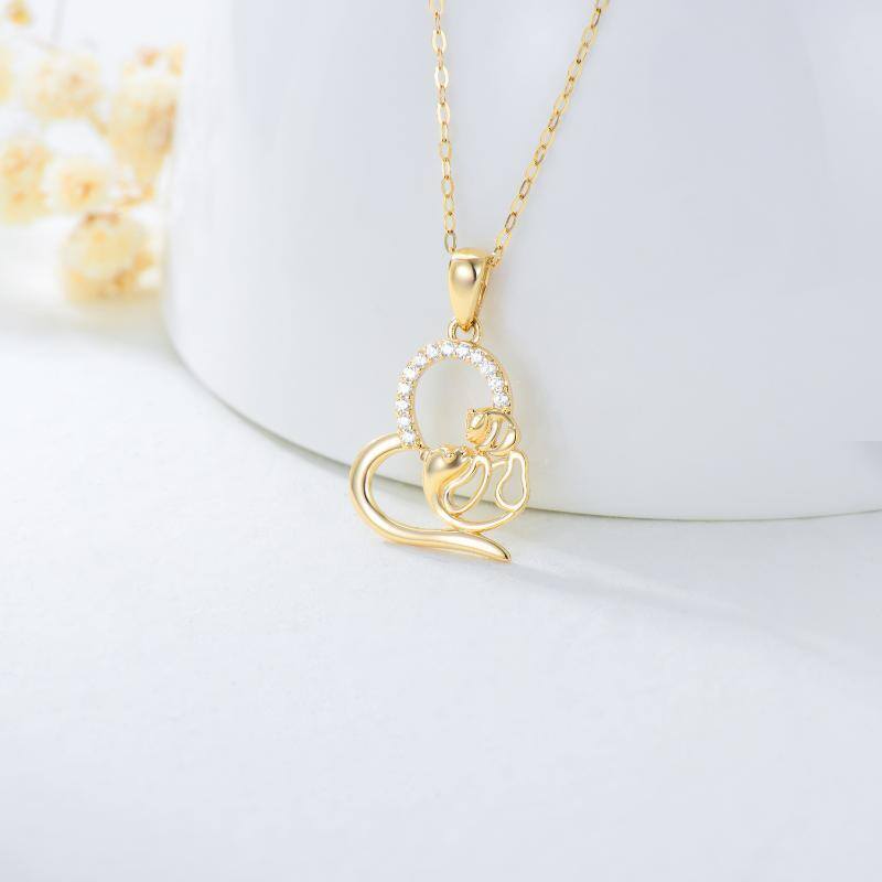 10K Gold Mother & Daughter Pendant Necklace-3