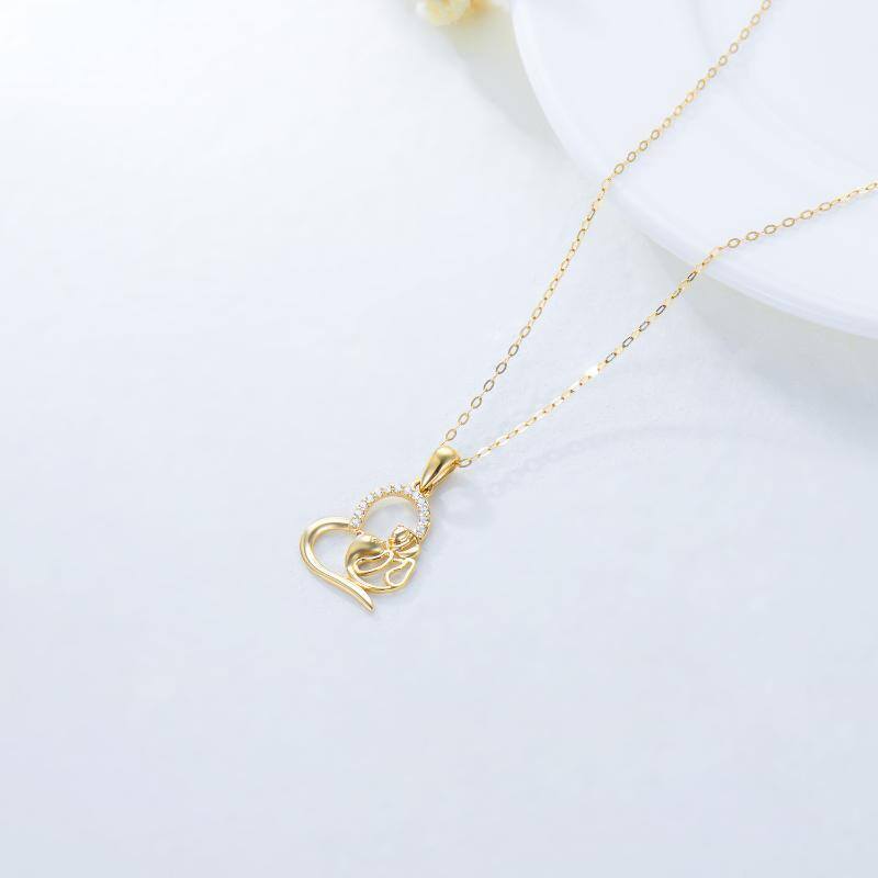 10K Gold Mother & Daughter Pendant Necklace-4