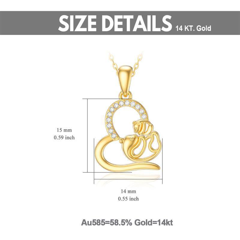 10K White Gold Mother & Daughter Pendant Necklace-5