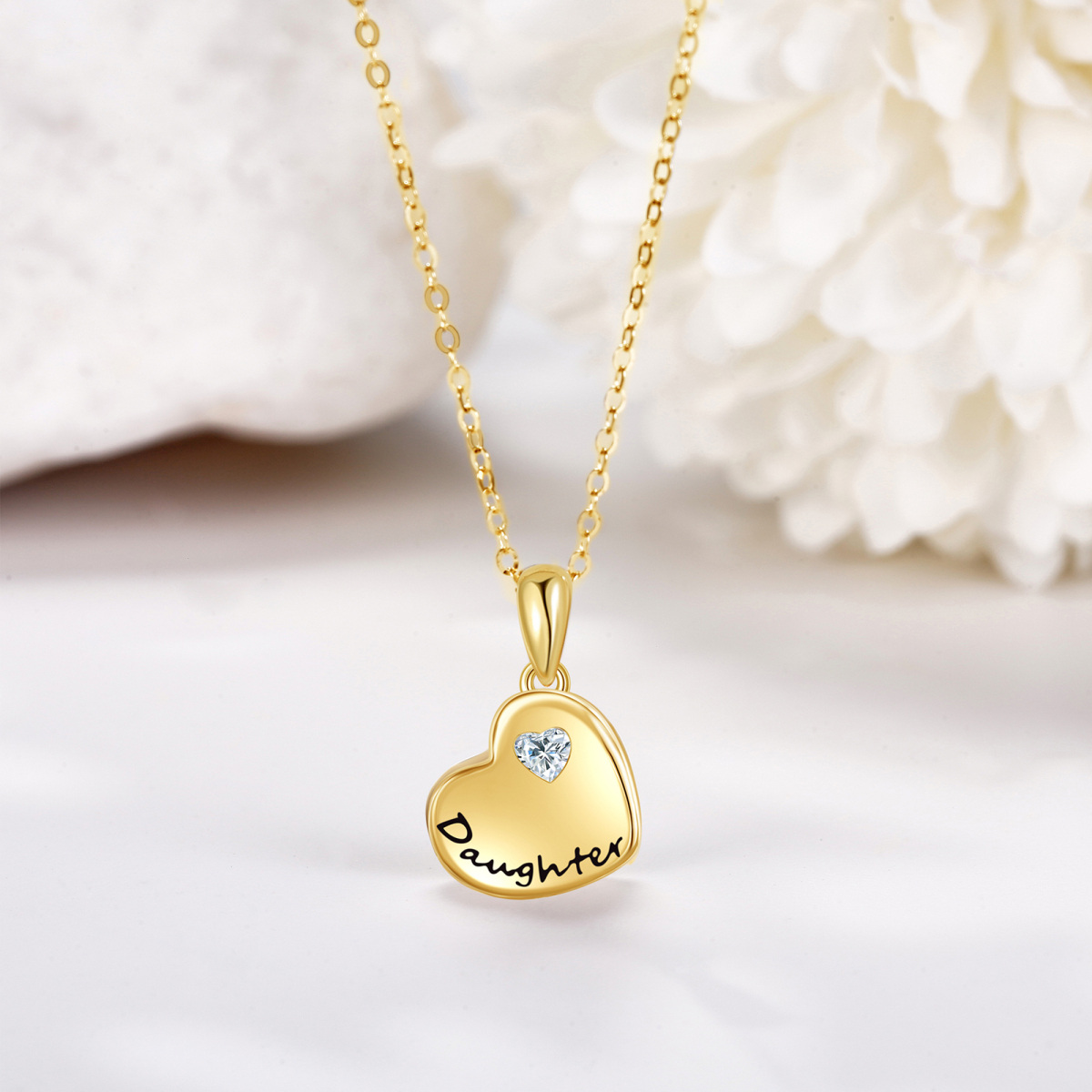 14K Gold Cubic Zirconia Mother & Daughter Pendant Necklace-3