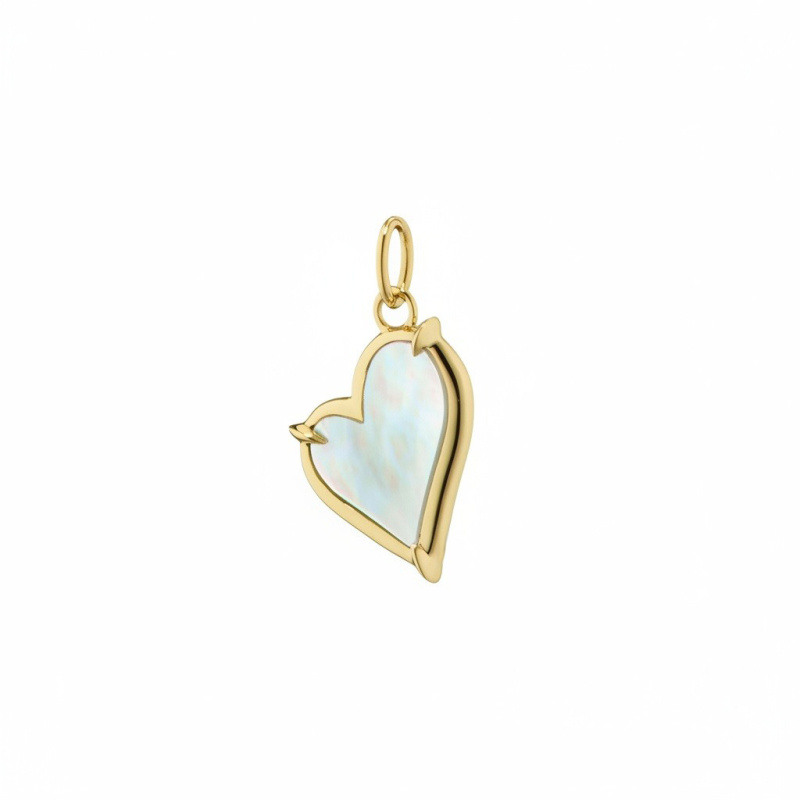14K Gold Mother-of-pearl Heart Pendant Charms-1