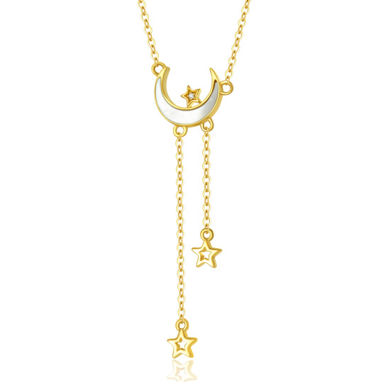 Collana con ciondolo a forma di luna in oro 14K e madreperla