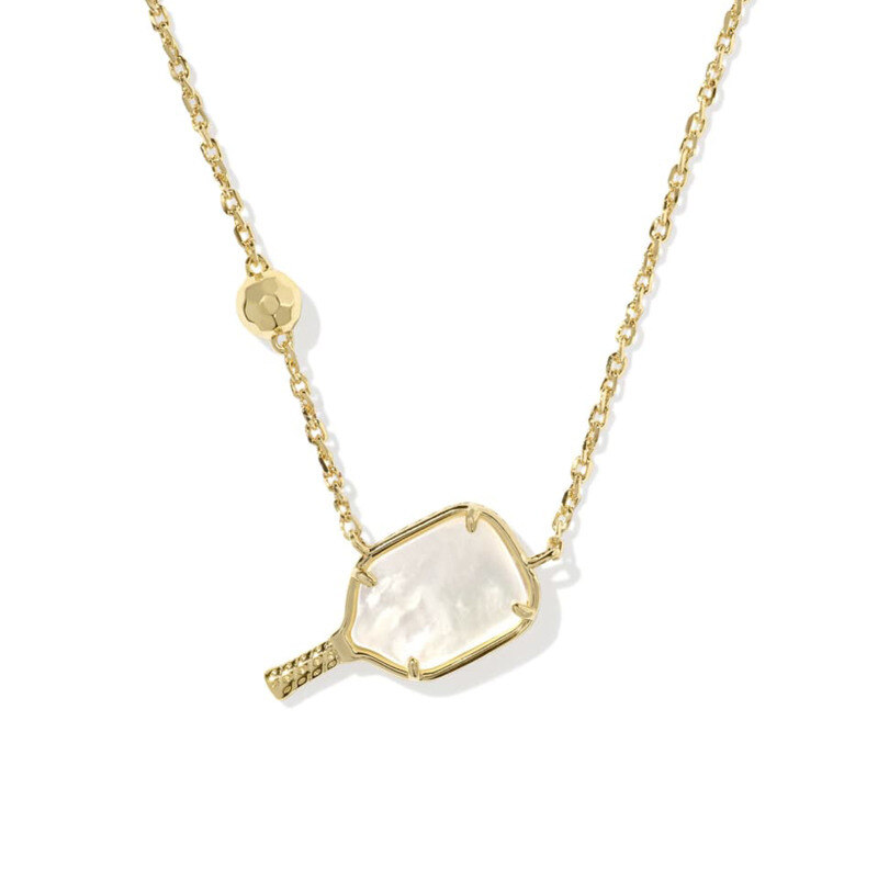 Collar con colgante de pickleball en nácar de oro 14K-1