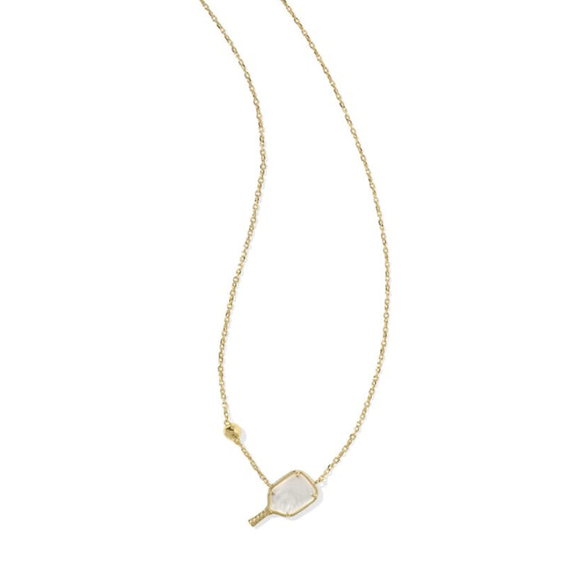 Collar con colgante de pickleball en nácar de oro 14K-3
