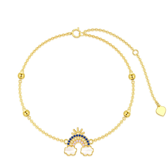 Bracelet en or 14K avec pendentif arc-en-ciel en nacre