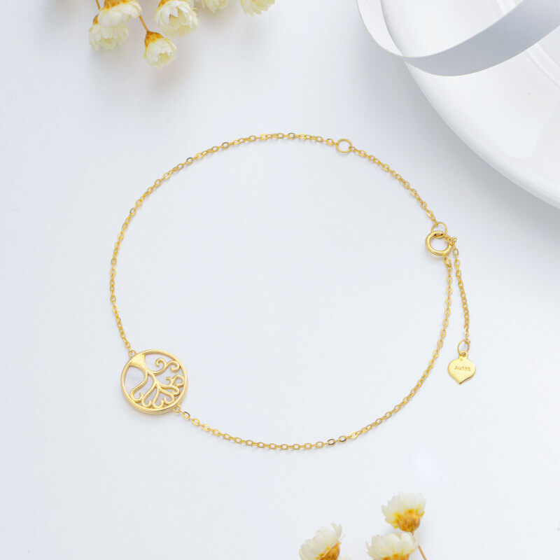 10K Gold Mother Of Pearl Tree Of Life Charm Bracelet-3