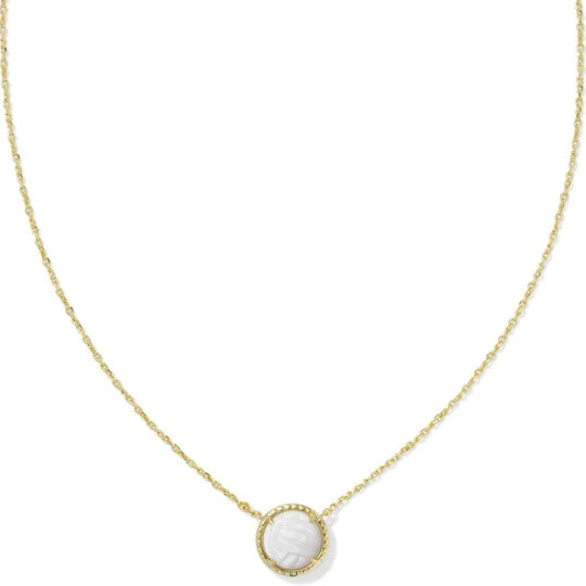 14K Gold Mother-of-pearl Volleyball Pendant Necklace
