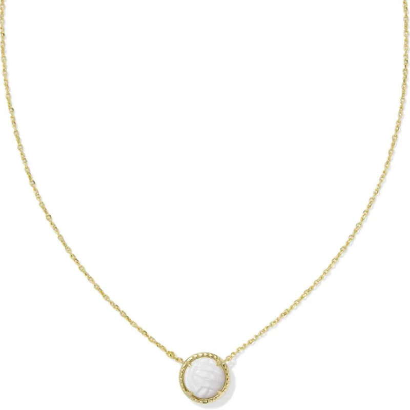 Collier Pendentif Volleyball en Or 14K et Nacre-1