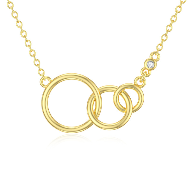 Colar com pendente mãe em zircónias cúbicas em ouro de 14K