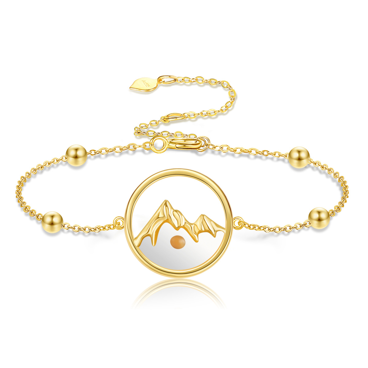 Pulseira com pingente de sementes de mostarda em ouro 14K-1