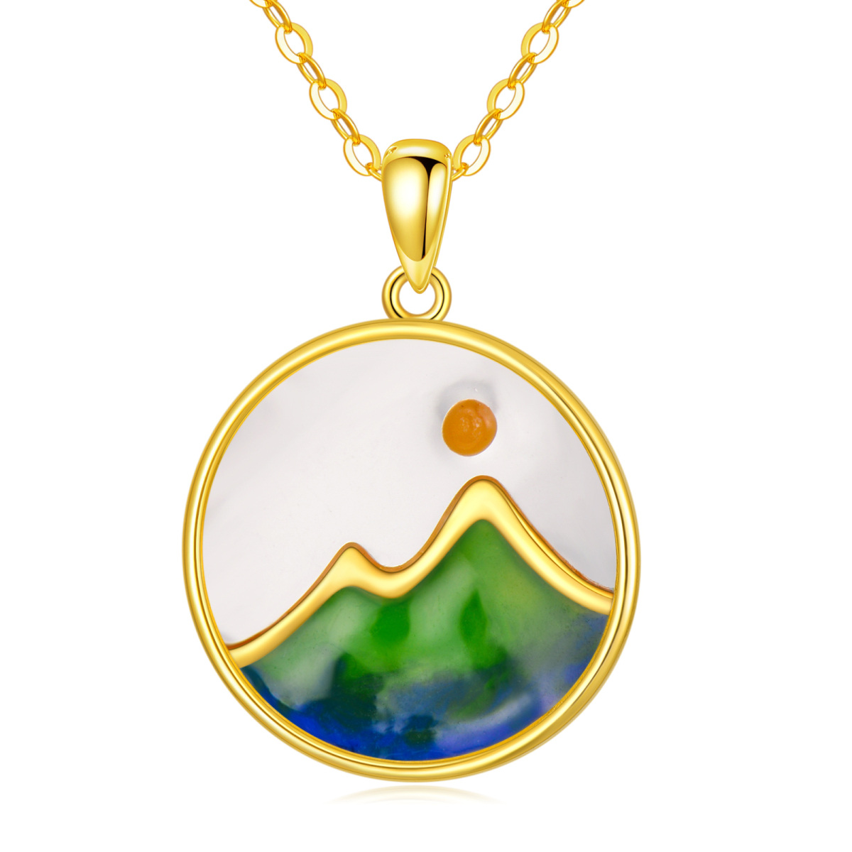 Collier pendentif montagnes en or 14K-1