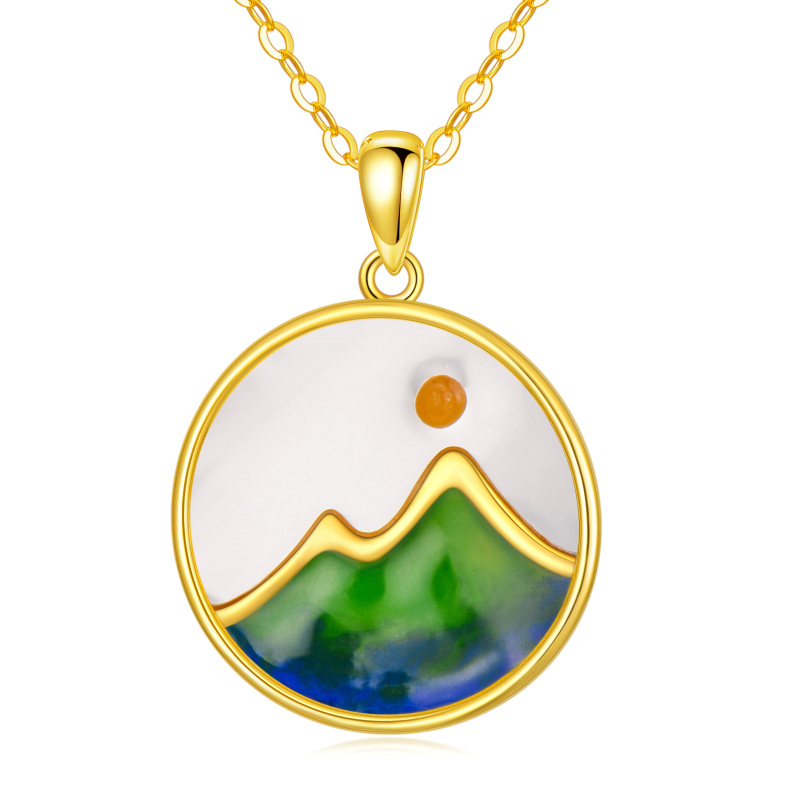 10K Gold Mountains Pendant Necklace-14