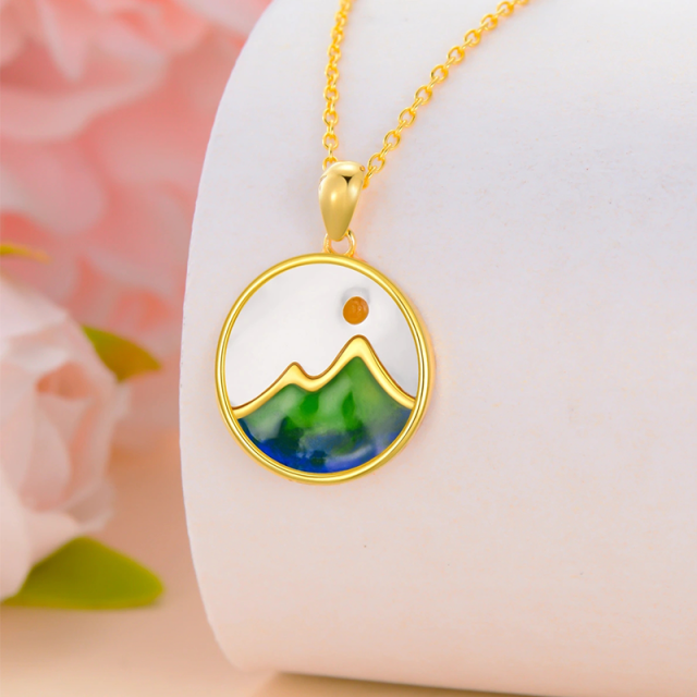 Collana con ciondolo a forma di montagna in oro 14K-3