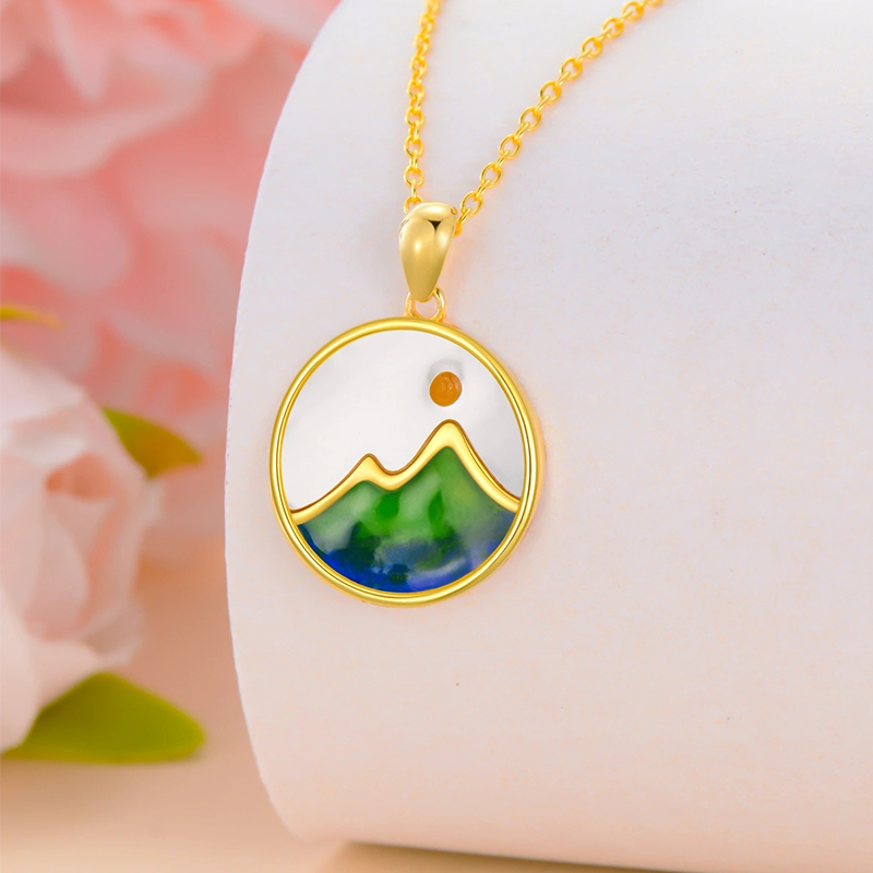 10K Gold Mountains Pendant Necklace-3