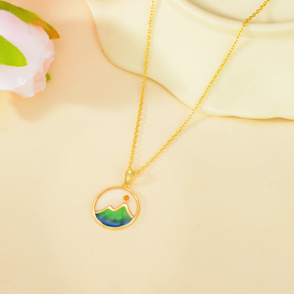 14K Gold Mountains Pendant Necklace-4