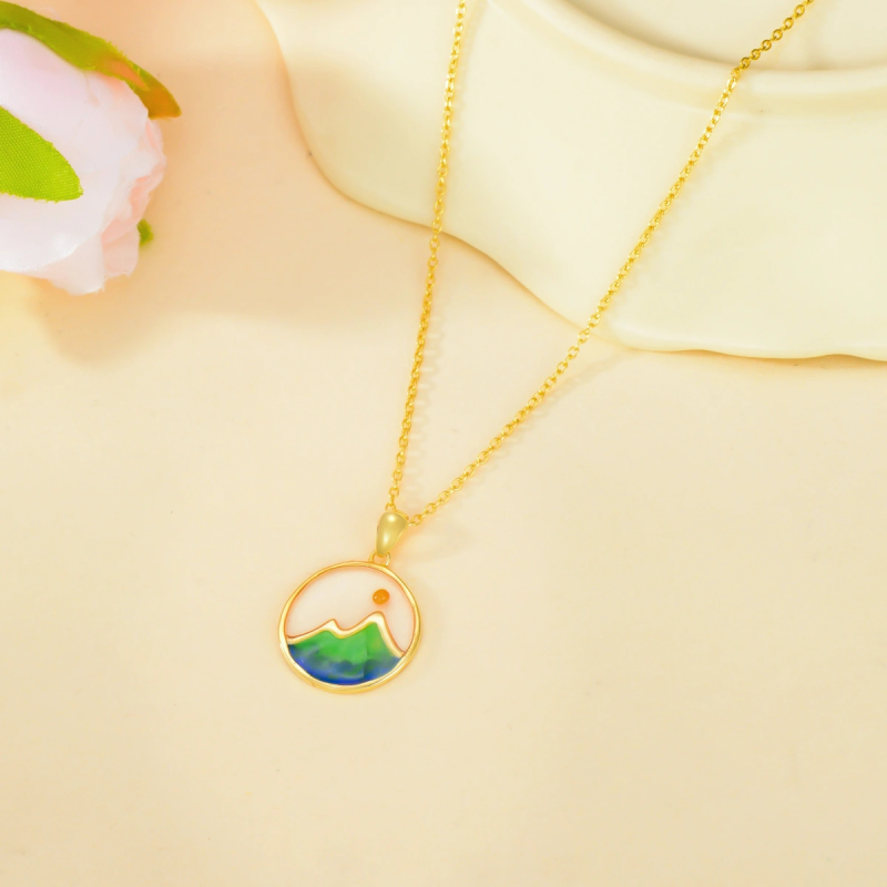 10K Gold Mountains Pendant Necklace-4