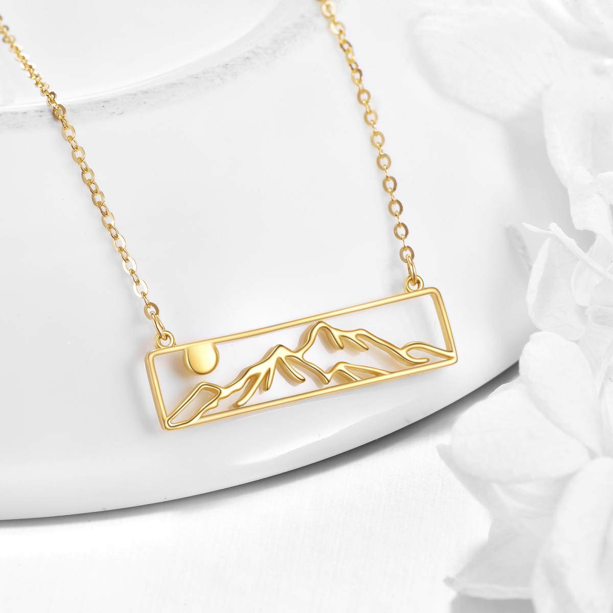 10K Gold Mountains Pendant Necklace-3