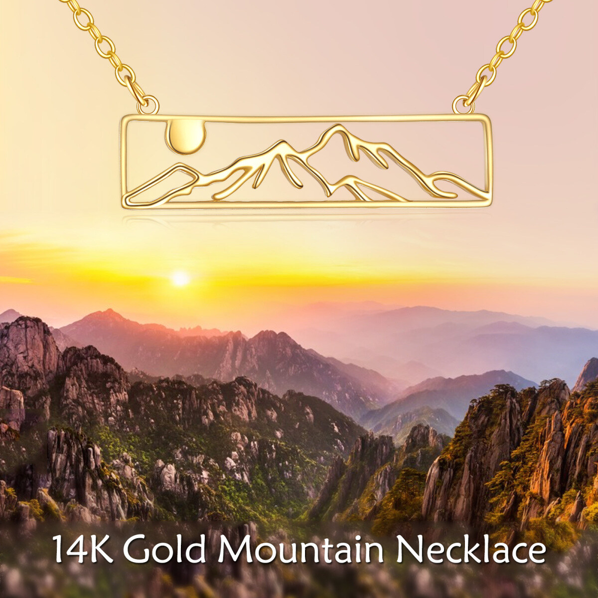 10K Gold Mountains Pendant Necklace-6