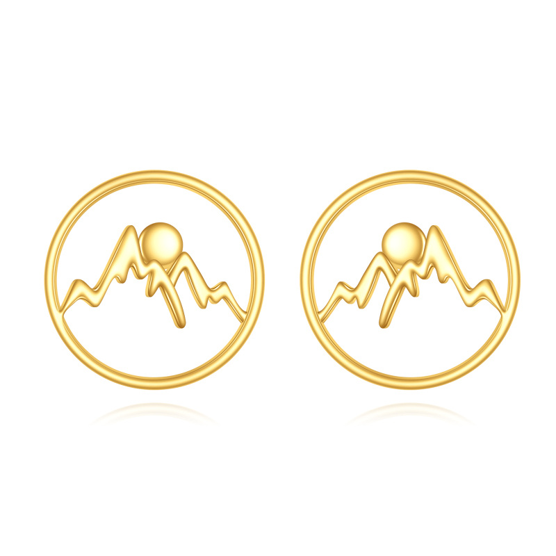 10K Gold Mountains Stud Earrings-2