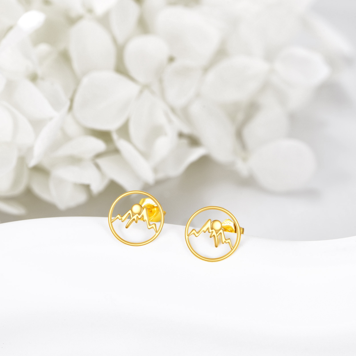 10K Gold Mountains Stud Earrings-4