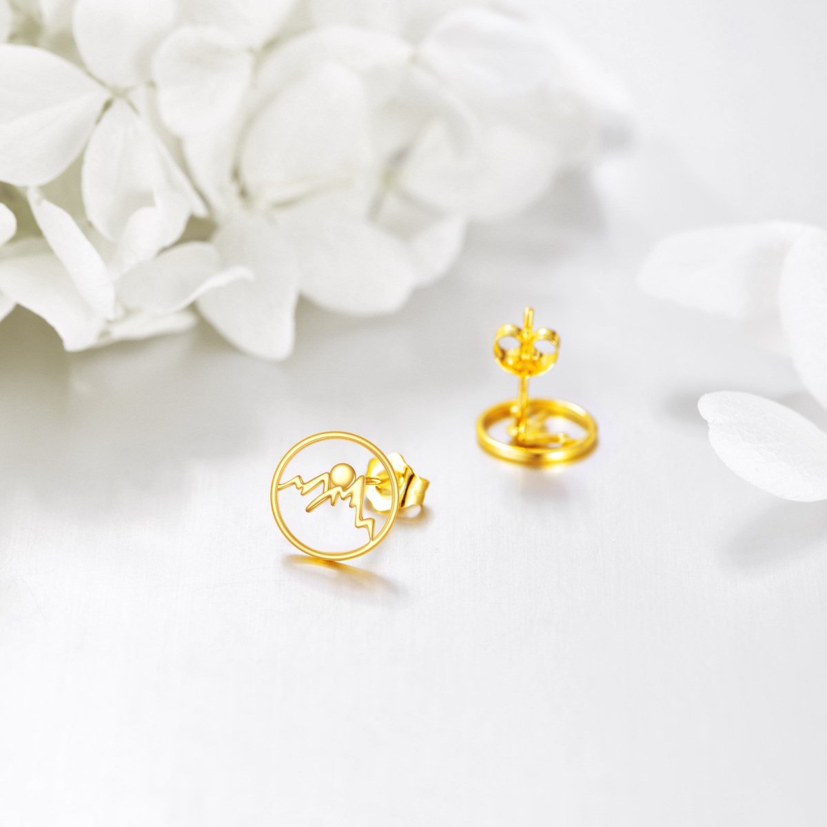 10K Gold Mountains Stud Earrings-5