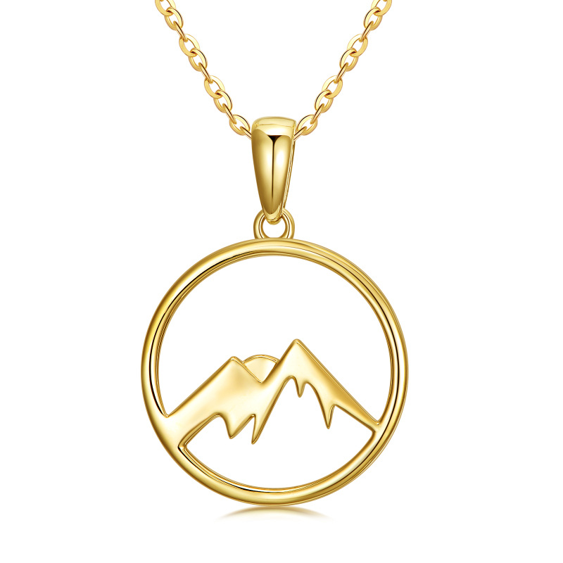 10K Gouden Bergen & Zon Contour Hanger Halsketting-2