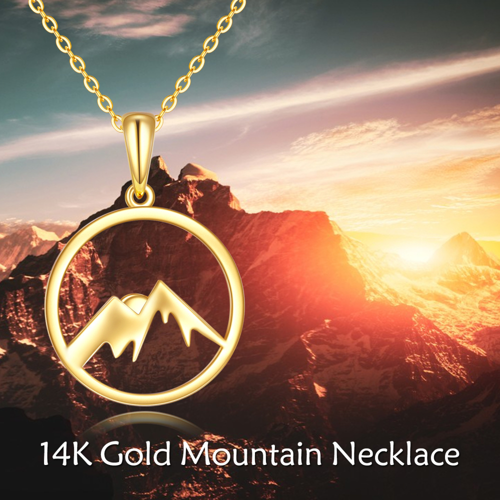 10K Gold Mountains & Sun Contour Pendant Necklace-6