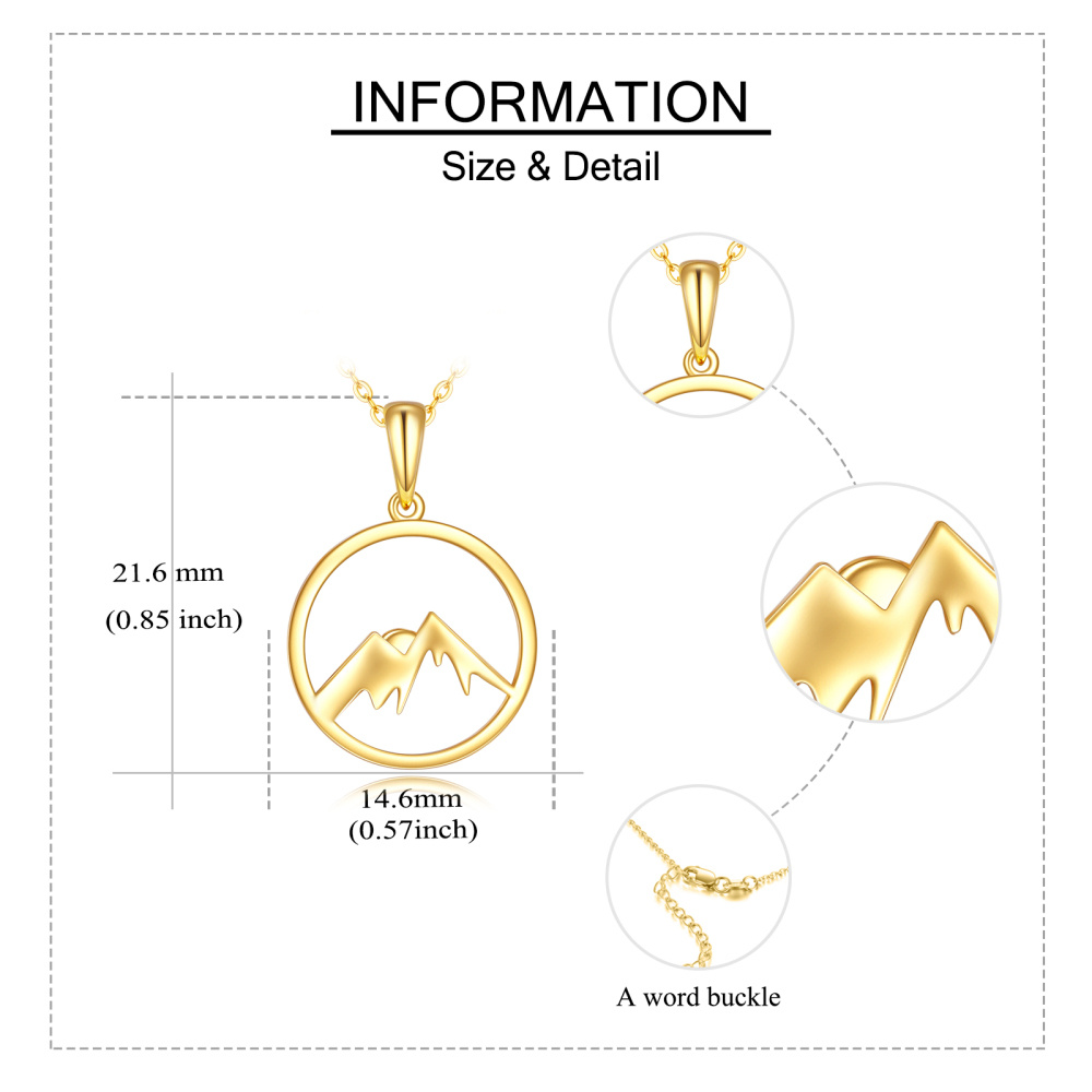 10K Gold Mountains & Sun Contour Pendant Necklace-7