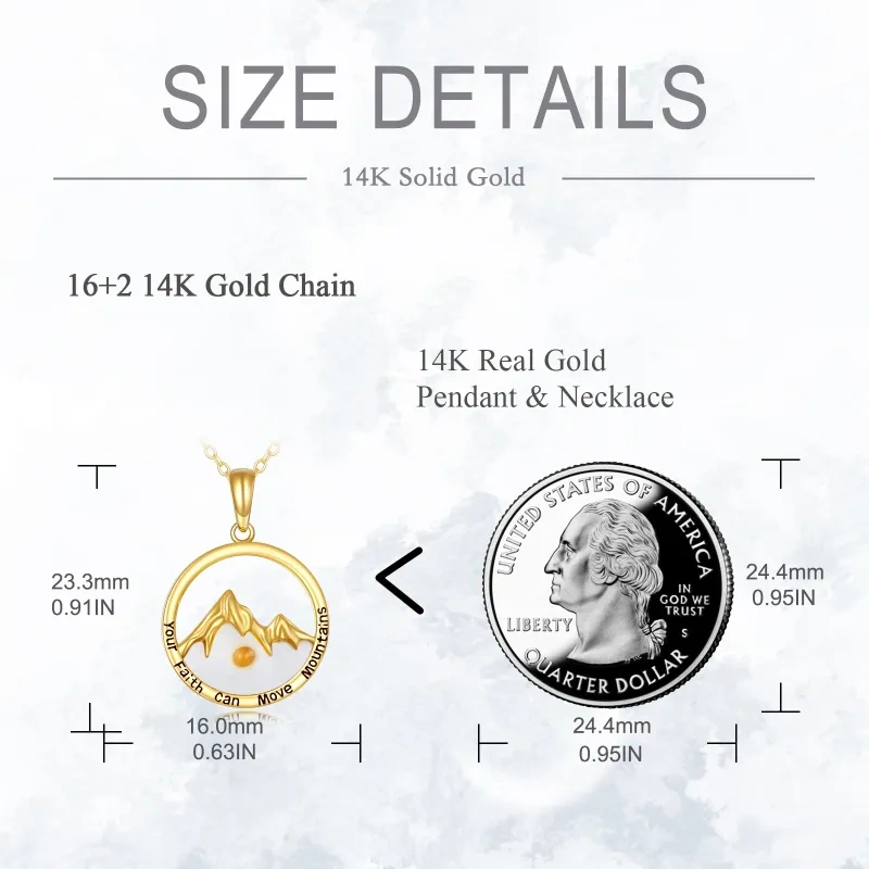 Collier avec pendentif en or 14 carats représentant les montagnes et le soleil-5