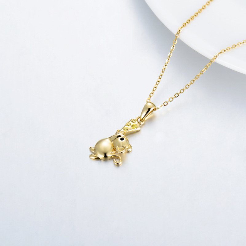 10K Gold Cubic Zirconia Mouse Pendant Necklace-4