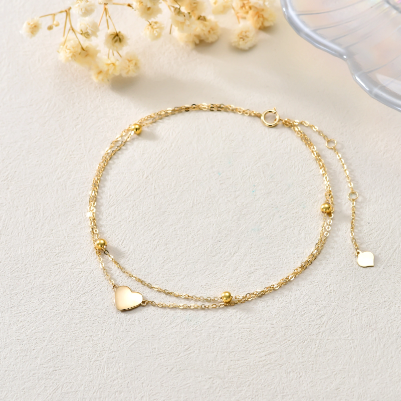 Sterling Silver with Yellow Gold Plated Multi-layered Charm Anklet-3