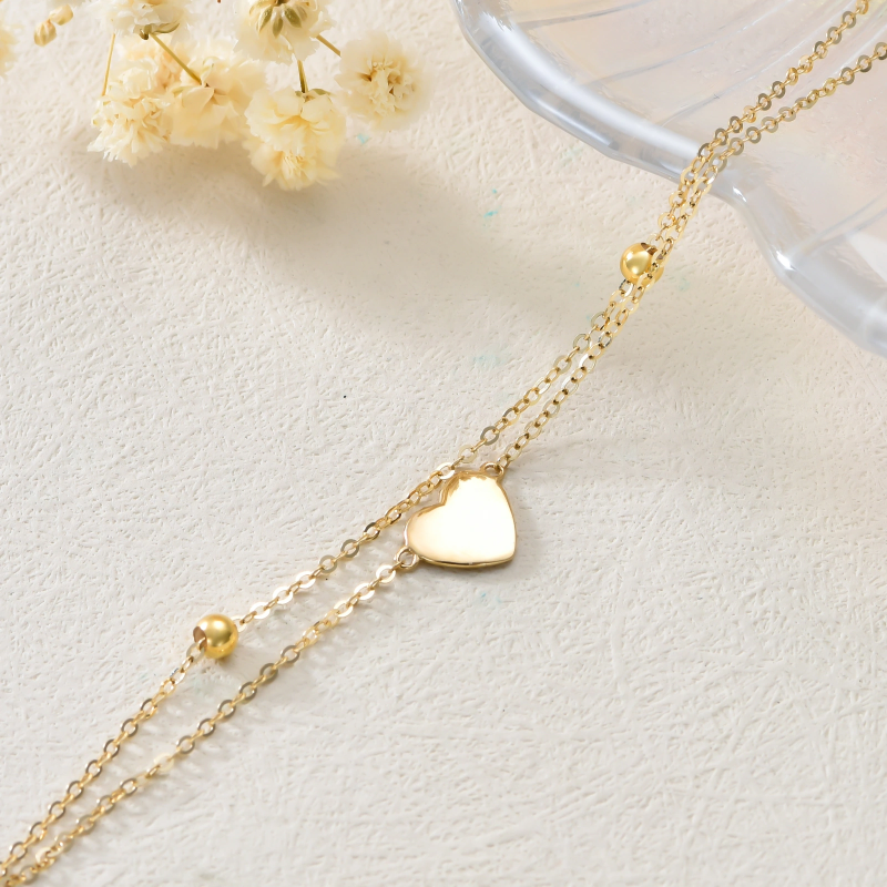 Sterling Silver with Yellow Gold Plated Multi-layered Charm Anklet-4