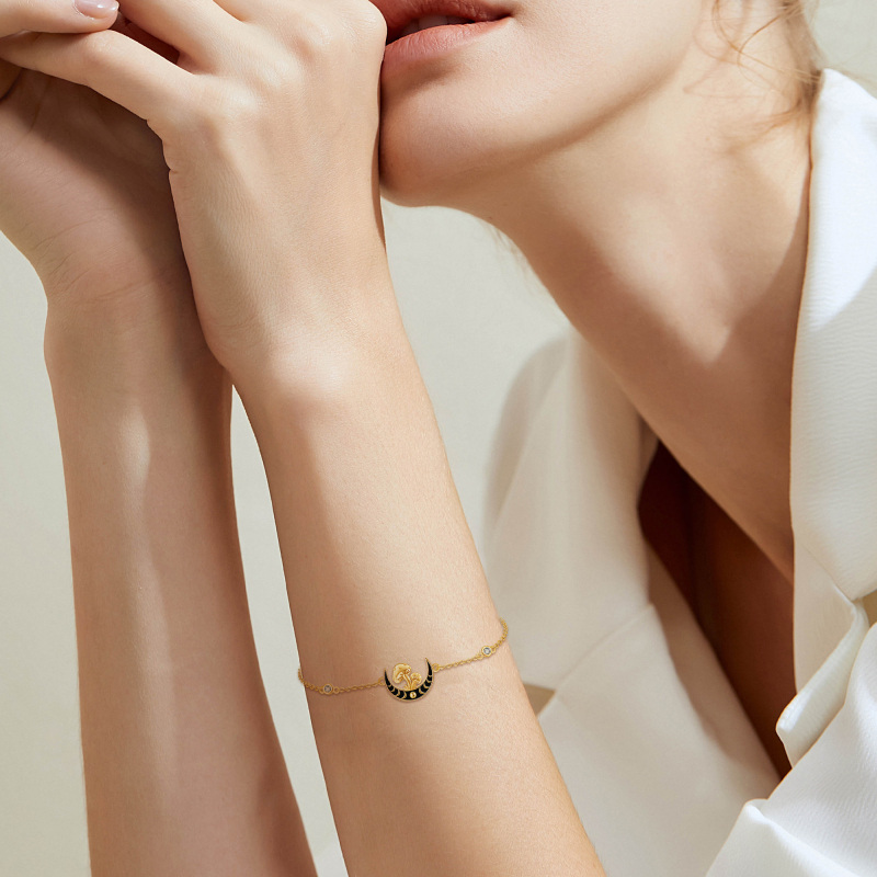 Armband aus 18 Karat Gold mit Zirkonia und Pilzmond für Damen-2