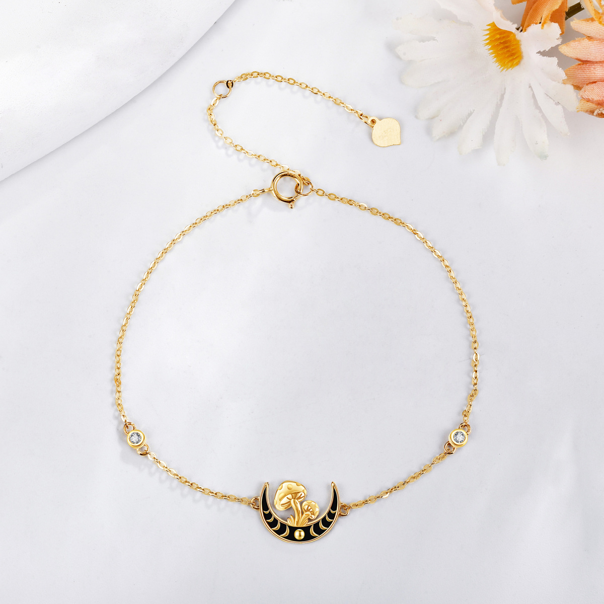 14K Gold Cubic Zirconia Mushroom & Moon Bracelet for Women-3