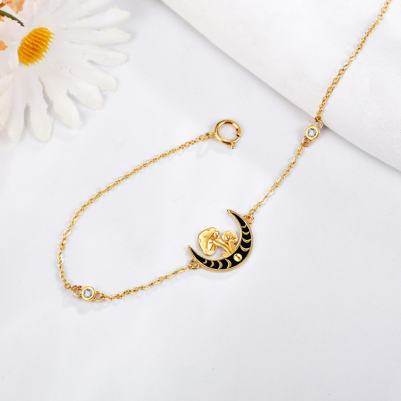 Armband aus 18 Karat Gold mit Zirkonia und Pilzmond für Damen-4