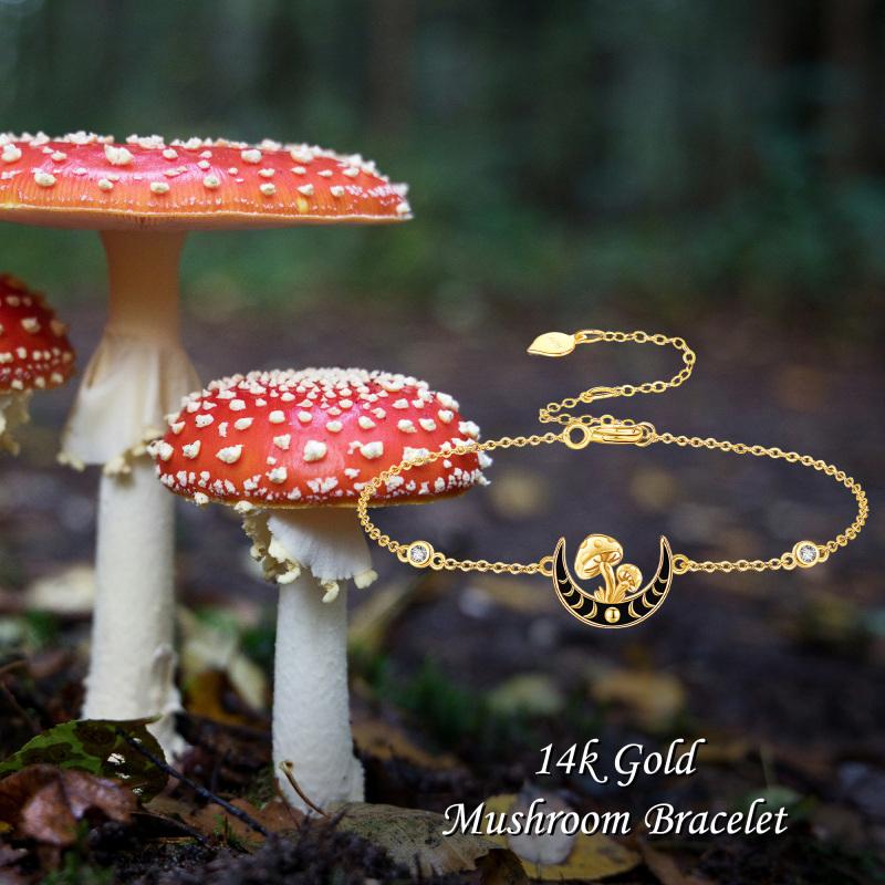 Armband aus 18 Karat Gold mit Zirkonia und Pilzmond für Damen-6