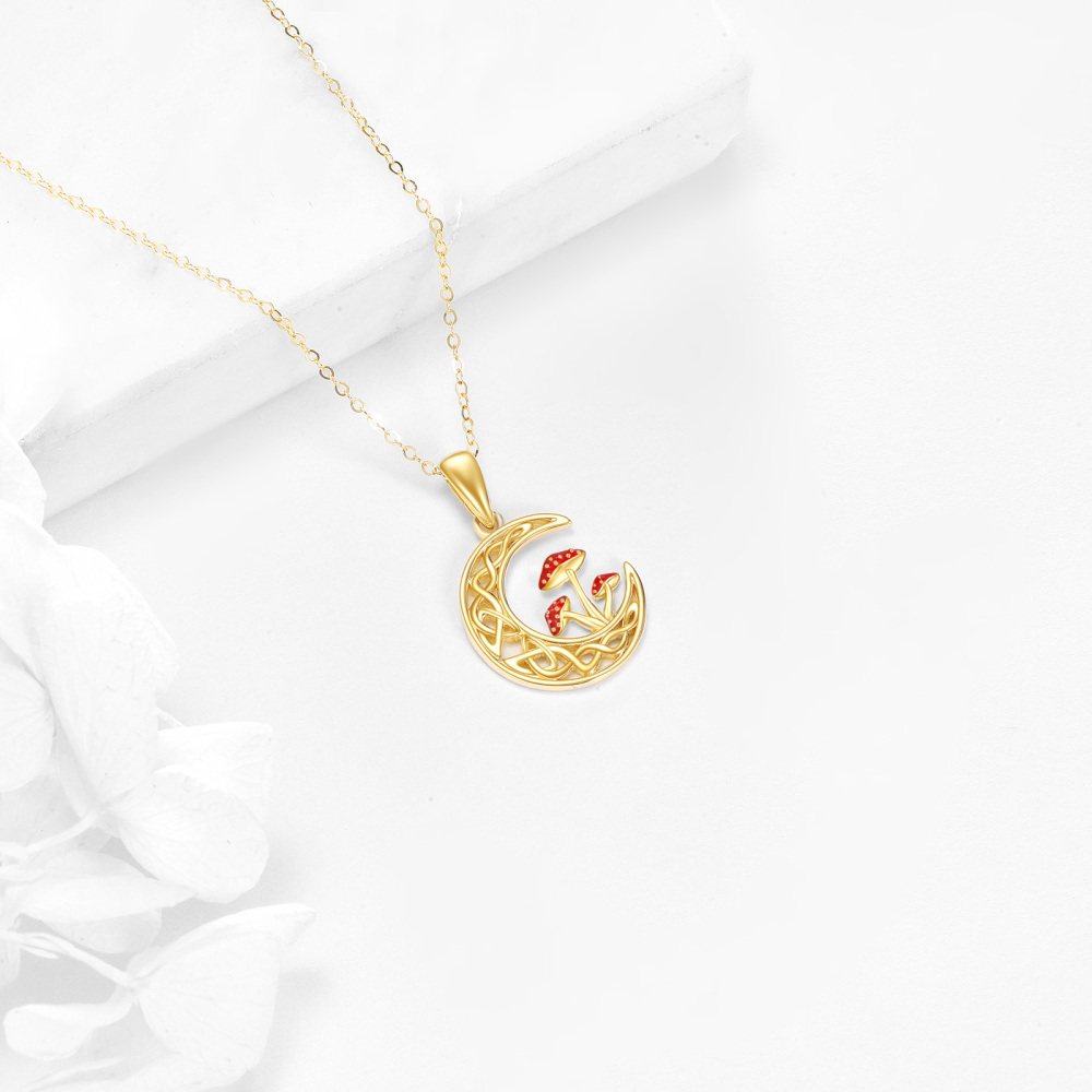 Collar Colgante Seta y Luna Oro 10K-4