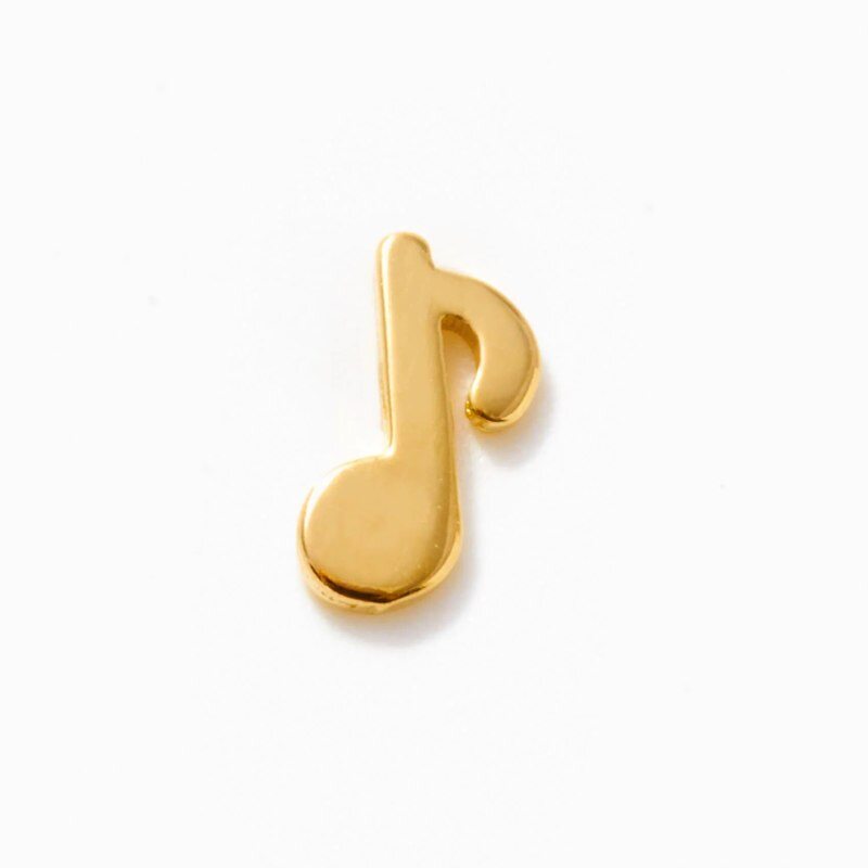 Aretes de tachuelas con notas musicales en oro de 14 quilates-1