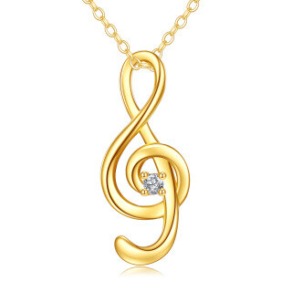 14K Gold Music Symbol Pendant Simple Jewelry Necklace-14