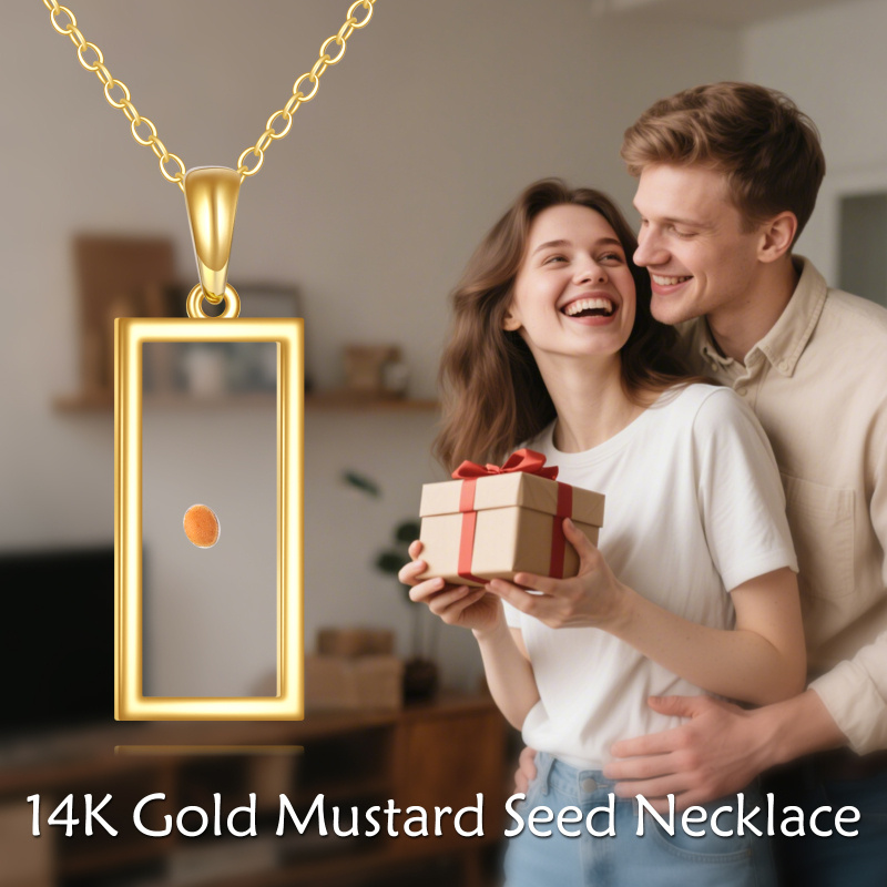 Collar con colgante de semillas de mostaza de oro de 14 quilates-5