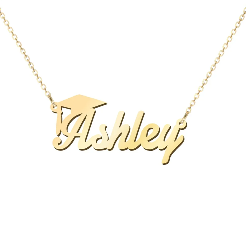 Gold Vermeil Nameplate Necklace Graduation Necklace-3