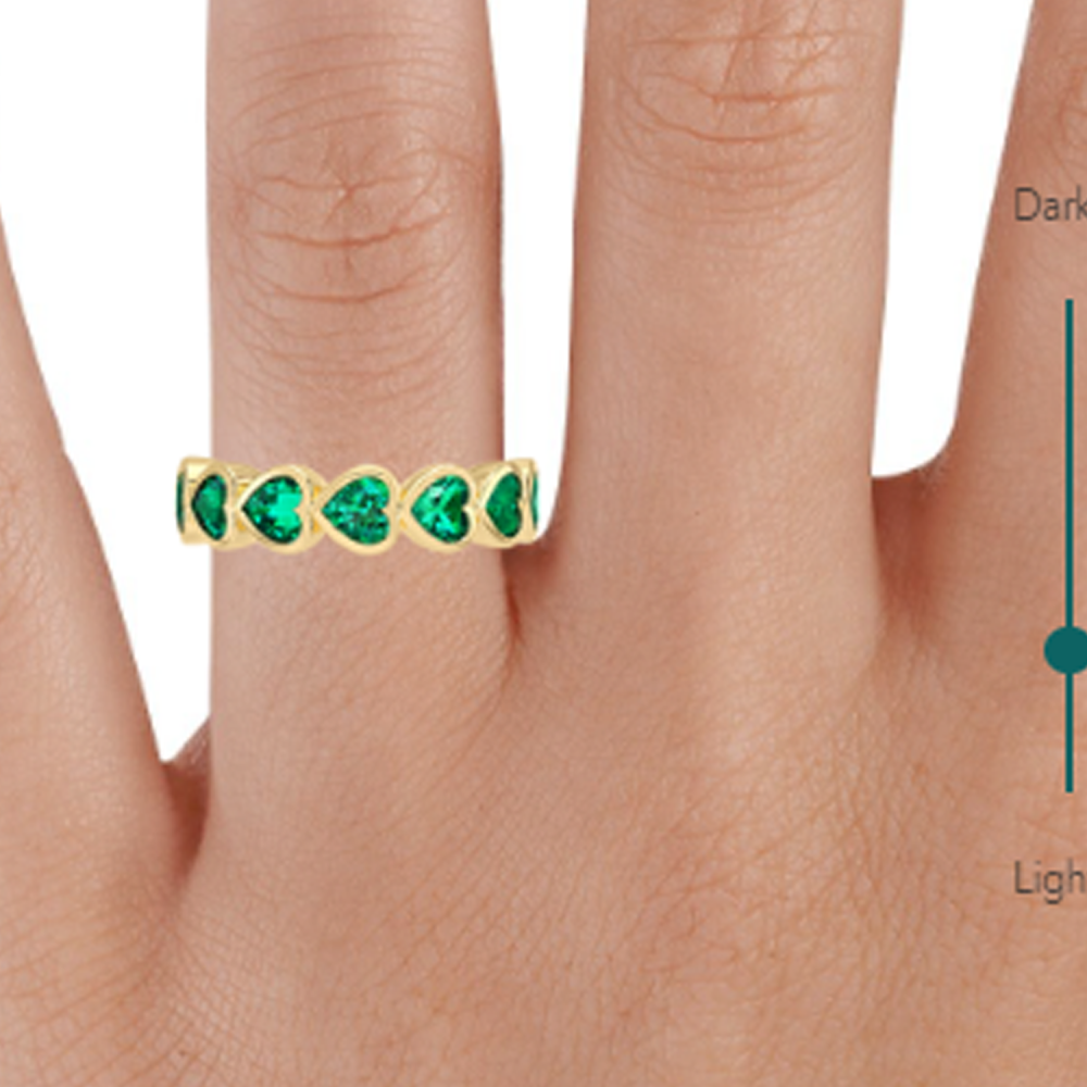10K Gold 1 CT.T.W. Lab Emerald Custom & Heart Engagement Ring-2