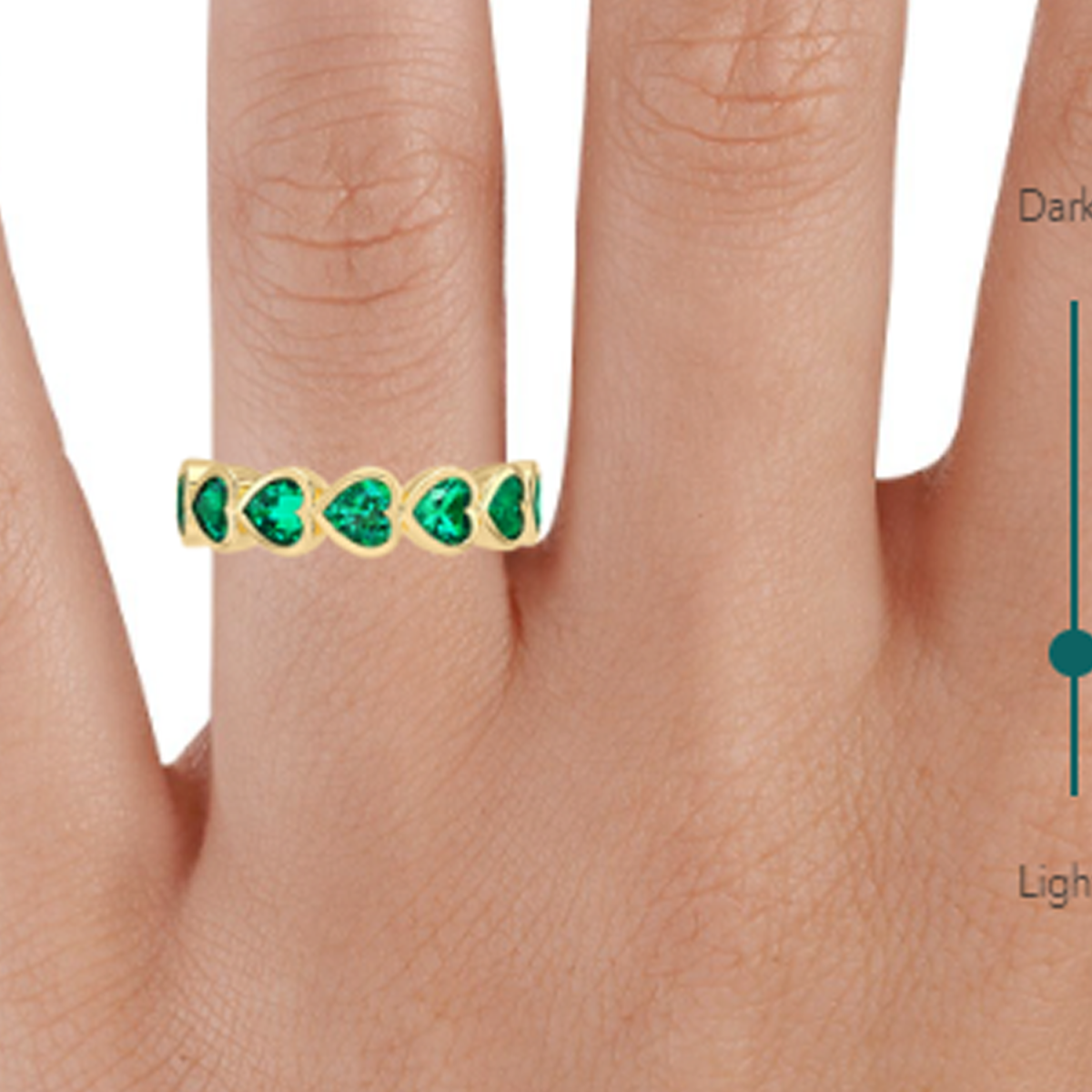 14K Gold Nine Lab Emerald Personalized Engraving & Couple & Heart Engagement Ring-2