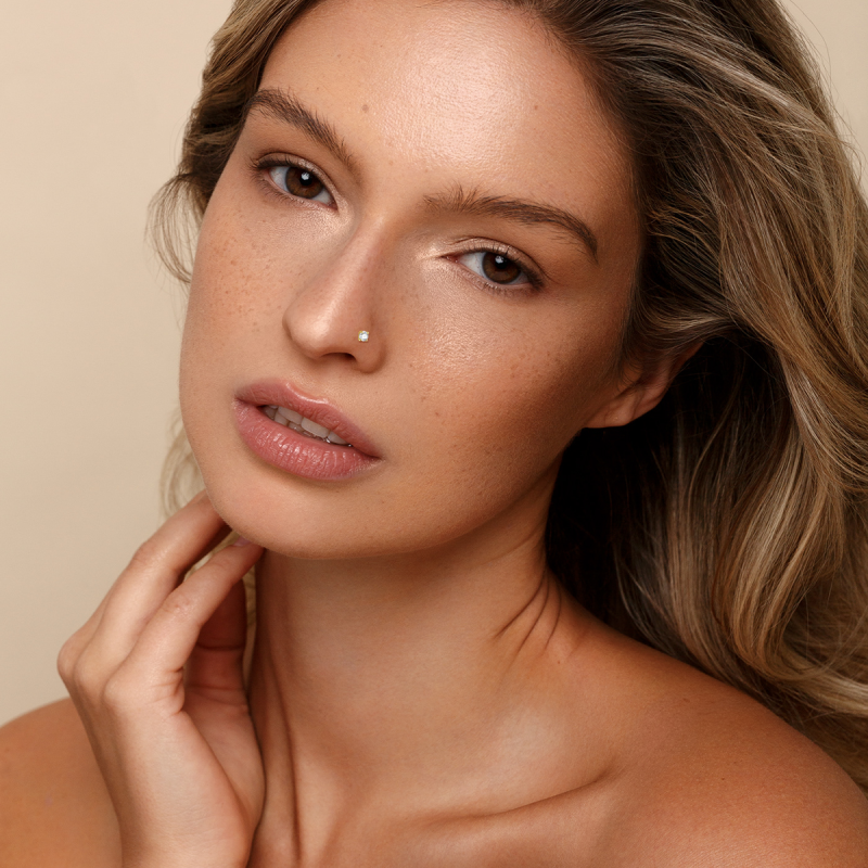 10K roségouden neusring met zirkonia en geboortesteen-2