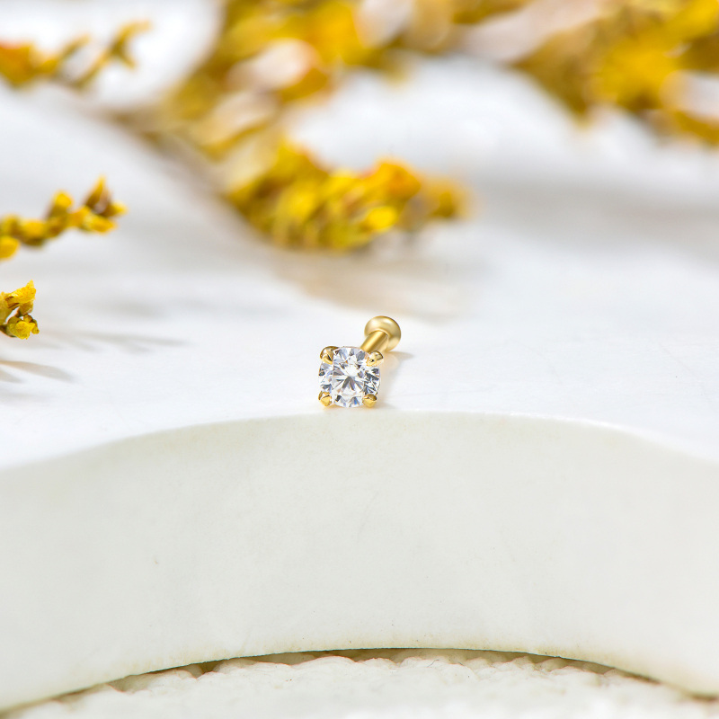 10K roségouden neusring met zirkonia en geboortesteen-3